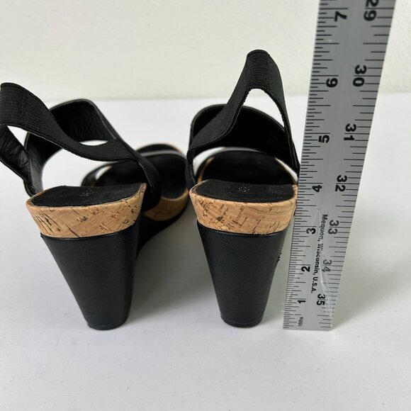 Aerosoles Putnam Wedge Sandal Womens 8.5 M Black Slingback Cork Elastic  Strap - Picture 6 of 12